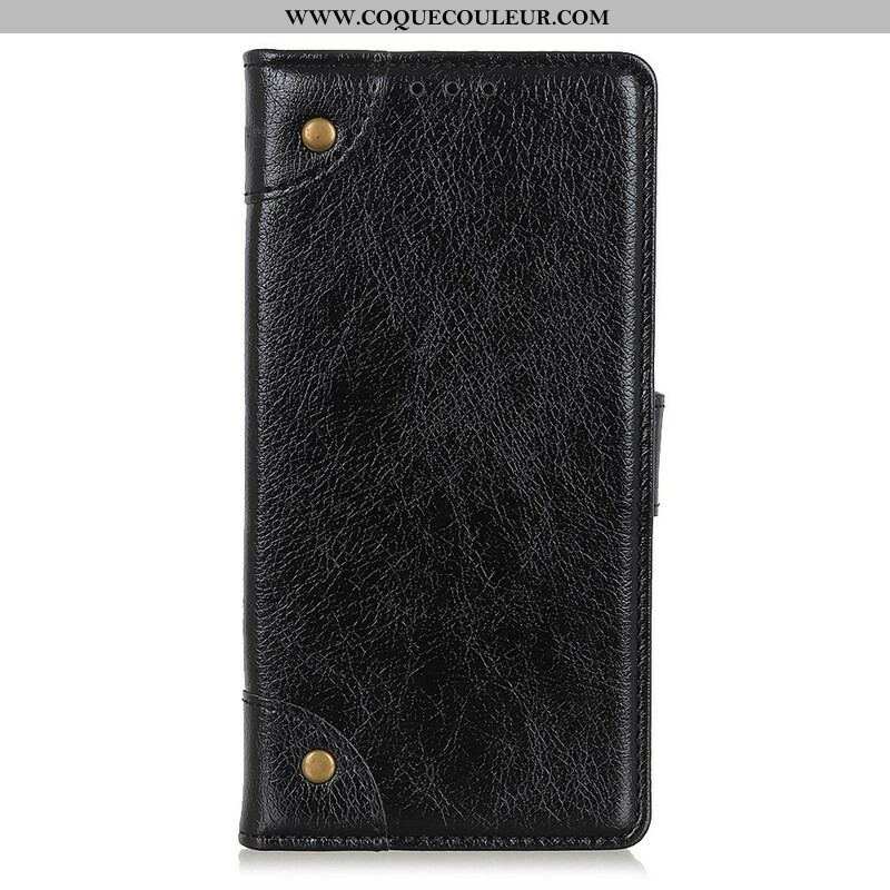 Flip Cover Samsung Galaxy A42 5G Cuir Fendu Nappa Rivets