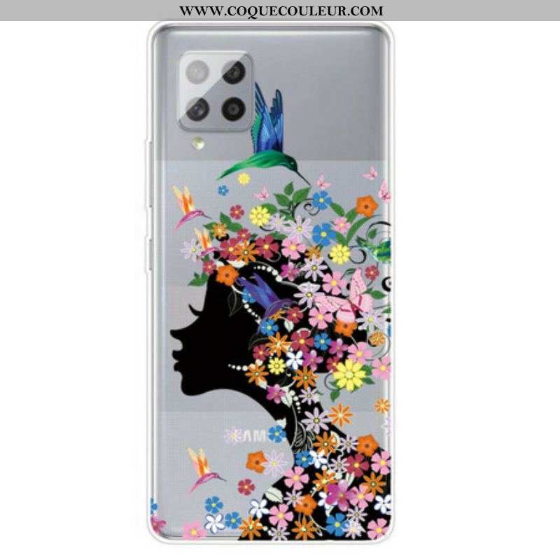 Coque Samsung Galaxy A42 5G  Jolie Tête Fleurie