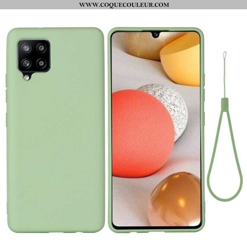 Coque Samsung Galaxy A42 Silicone Liquide avec Lanière