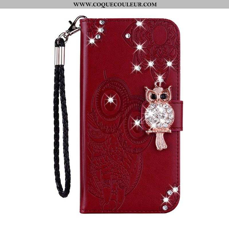 Housse Samsung Galaxy A42 5G Hibou Mandala et Breloque