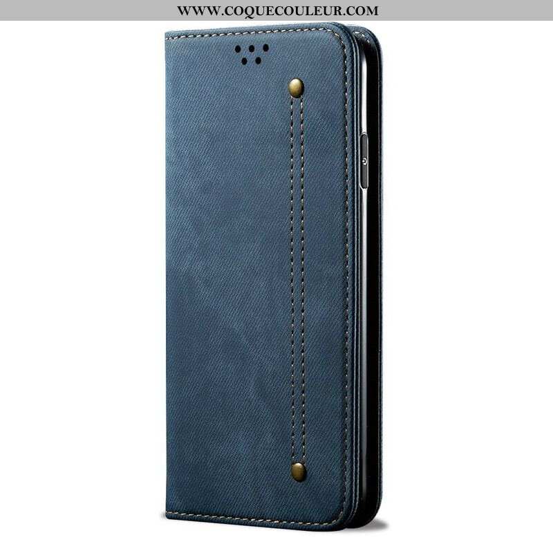 Flip Cover Samsung Galaxy A42 5G Tissu Jeans