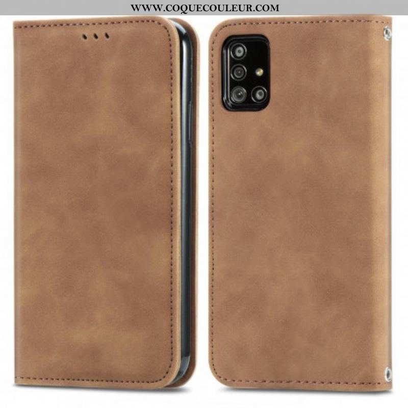 Flip Cover Samsung Galaxy A51 5G Simili Cuir Vintage