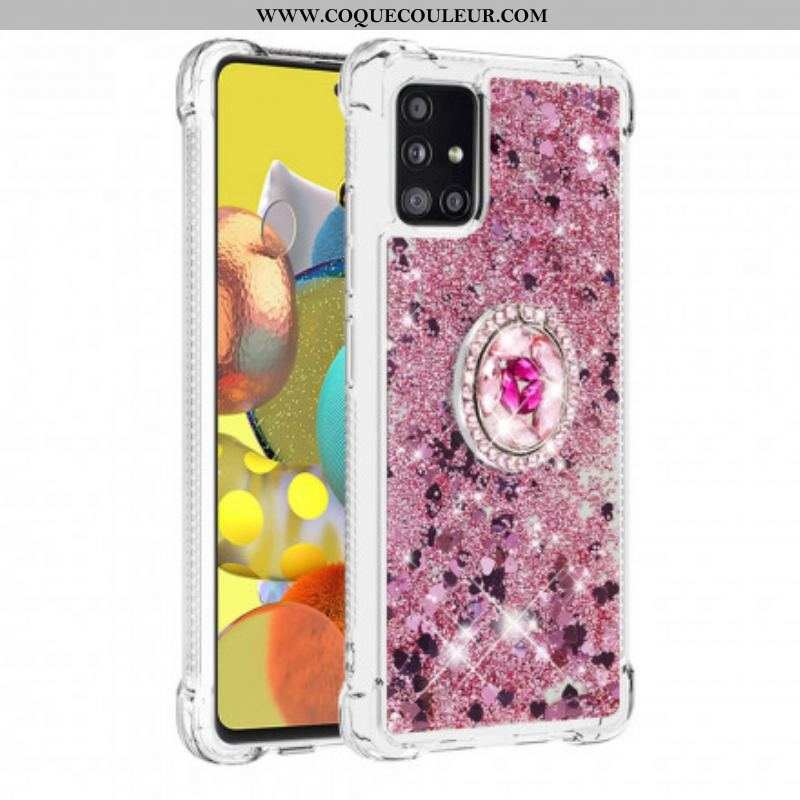 Coque Samsung Galaxy A51 5G Paillettes avec Anneau-Support