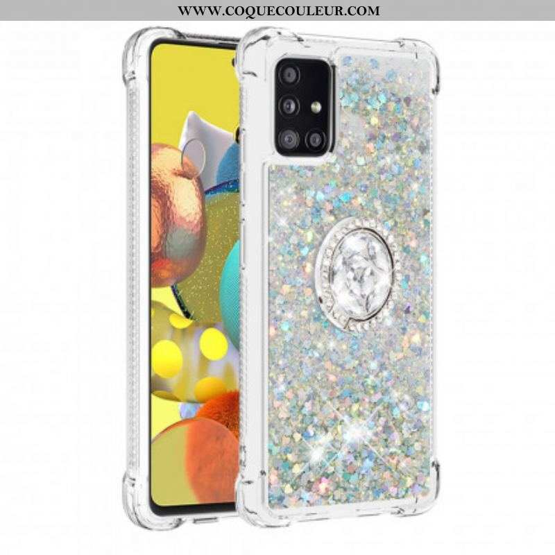 Coque Samsung Galaxy A51 5G Paillettes avec Anneau-Support