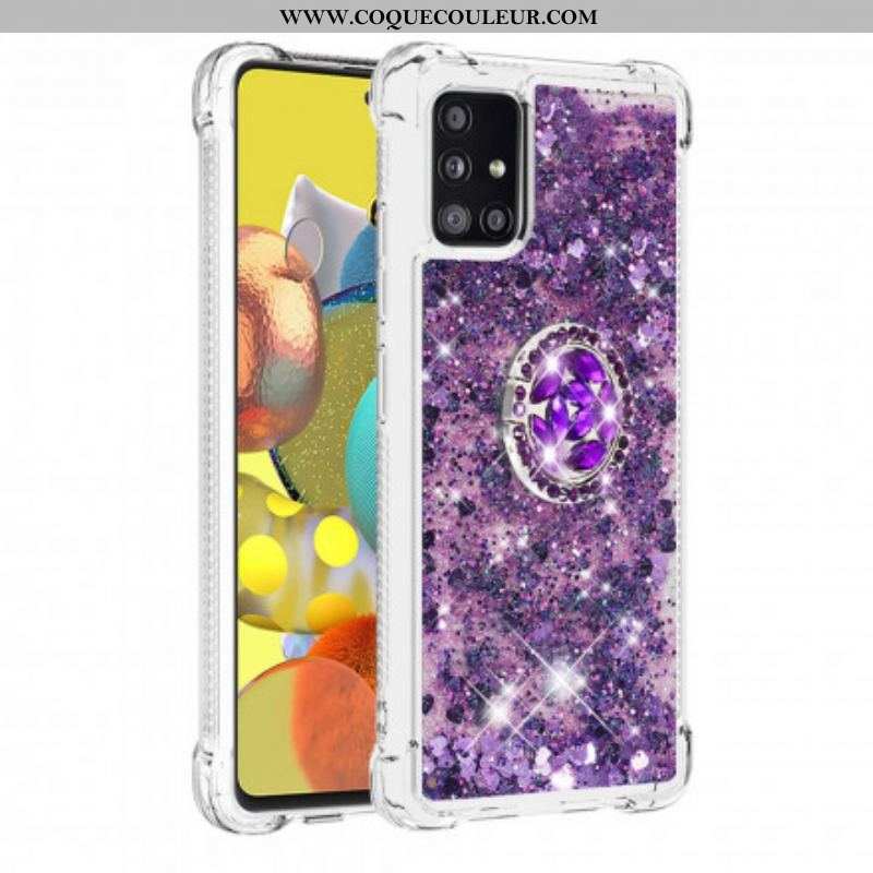 Coque Samsung Galaxy A51 5G Paillettes avec Anneau-Support