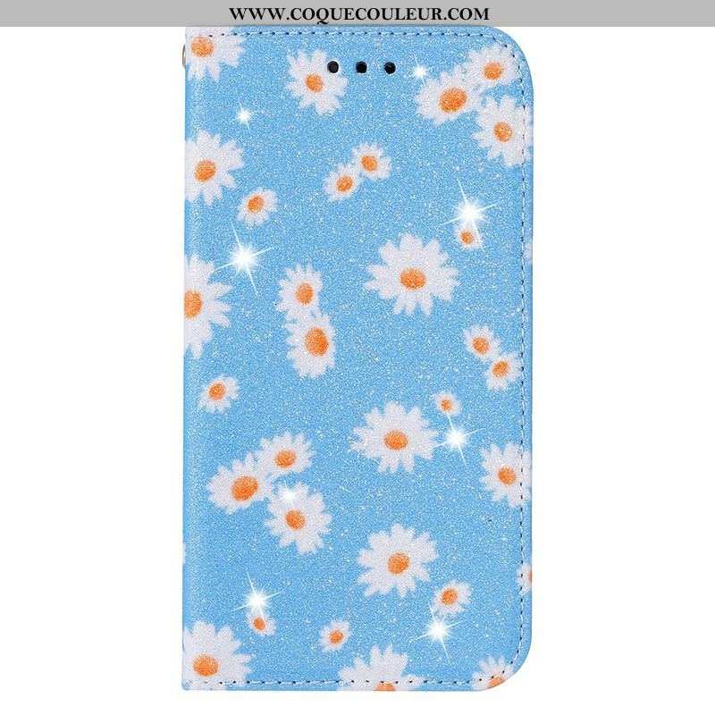 Flip Cover Samsung Galaxy A51 5G Simili Cuir Marguerites