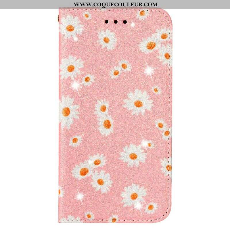 Flip Cover Samsung Galaxy A51 5G Simili Cuir Marguerites