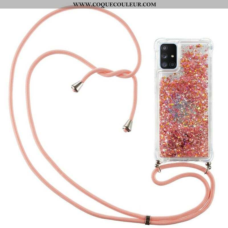 Coque Samsung Galaxy A51 5G Paillettes avec Cordon