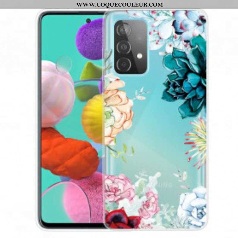 Coque Samsung Galaxy A52 4G / A52 5G / A52s 5G Fleurs Aquarelle