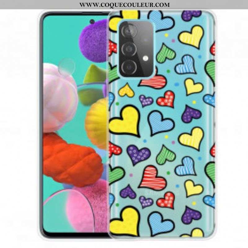 Coque Samsung Galaxy A52 4G / A52 5G / A52s 5G Coeurs Multicolores