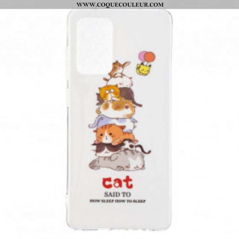 Coque Samsung Galaxy A52 4G / A52 5G / A52s 5G Cats Fluorescente