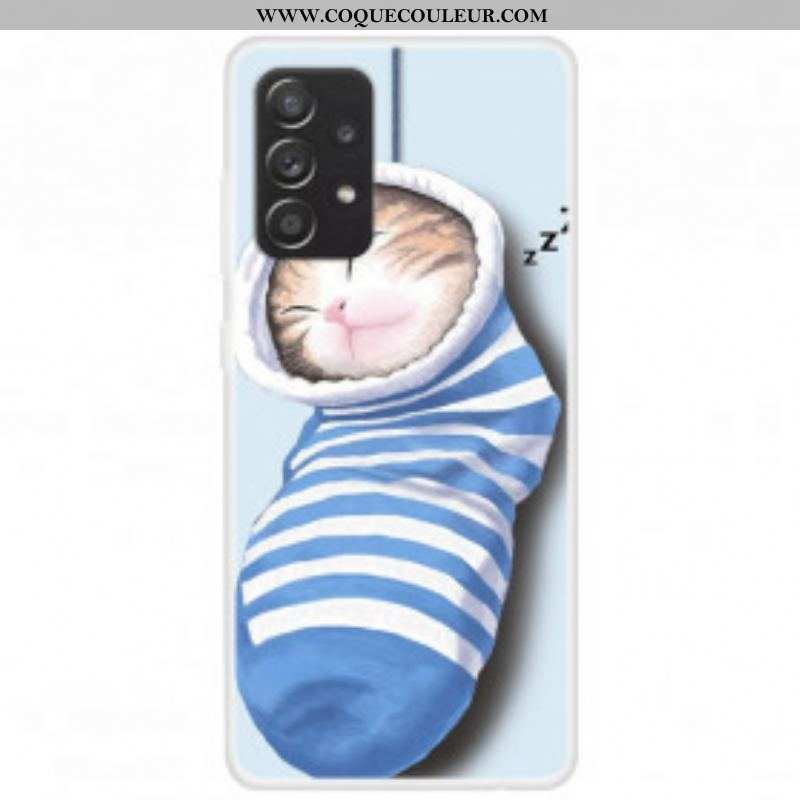 Coque Samsung Galaxy A52 4G / A52 5G / A52s 5G Chaton Endormi