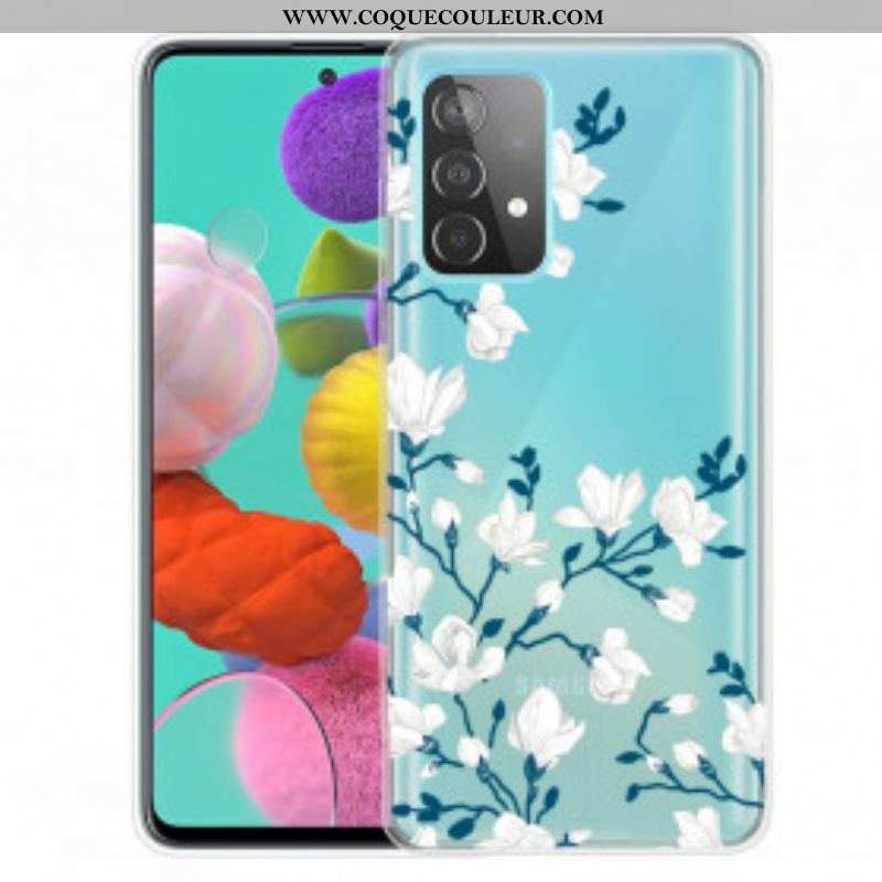 Coque Samsung Galaxy A52 4G / A52 5G / A52s 5G Fleurs Blanches