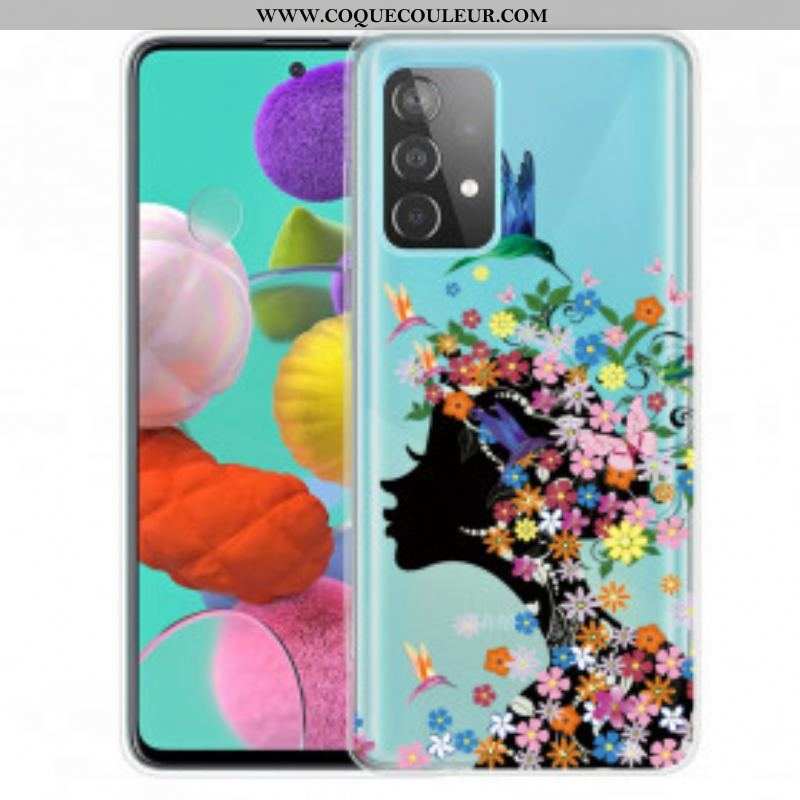 Coque Samsung Galaxy A52 4G / A52 5G / A52s 5G Jolie Tête Fleurie