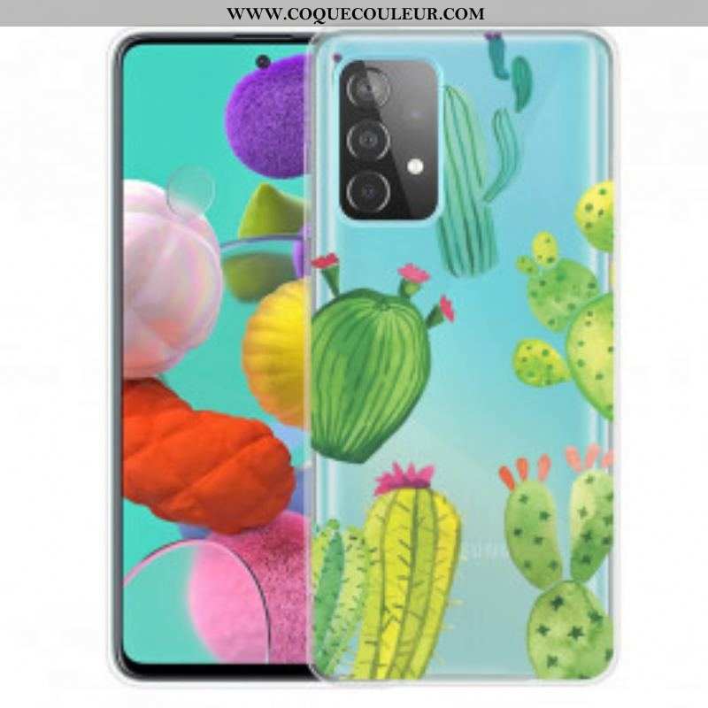 Coque Samsung Galaxy A52 4G / A52 5G / A52s 5G Cactus Aquarelle