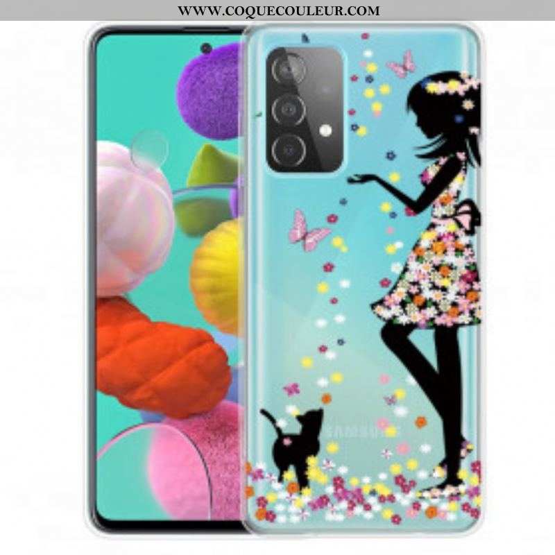 Coque Samsung Galaxy A52 4G / A52 5G / A52s 5G Jolie Tête Fleurie