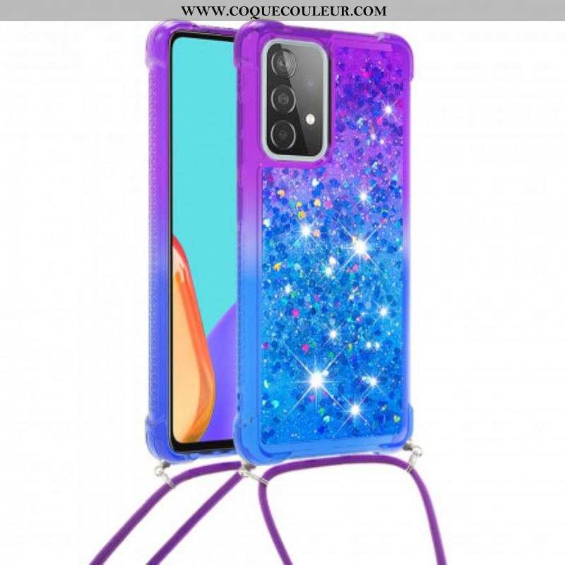 Coque Samsung Galaxy A52 4G / A52 5G / A52s 5G Silicone Paillettes et Cordon