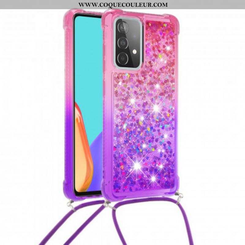 Coque Samsung Galaxy A52 4G / A52 5G / A52s 5G Silicone Paillettes et Cordon