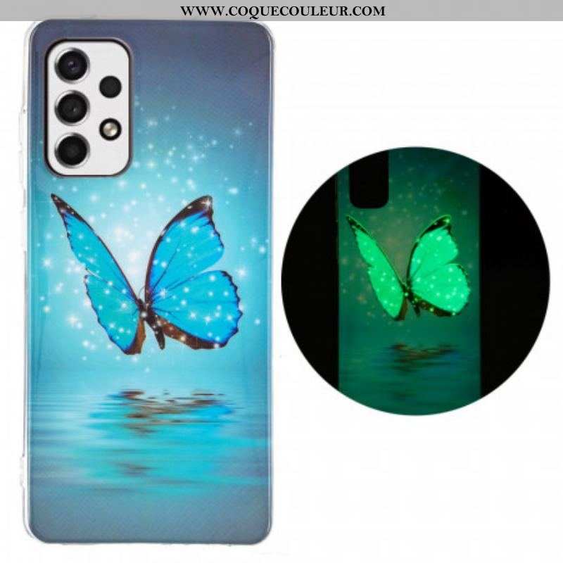 Coque Samsung Galaxy A53 5G Papillon Bleu Fluorescente