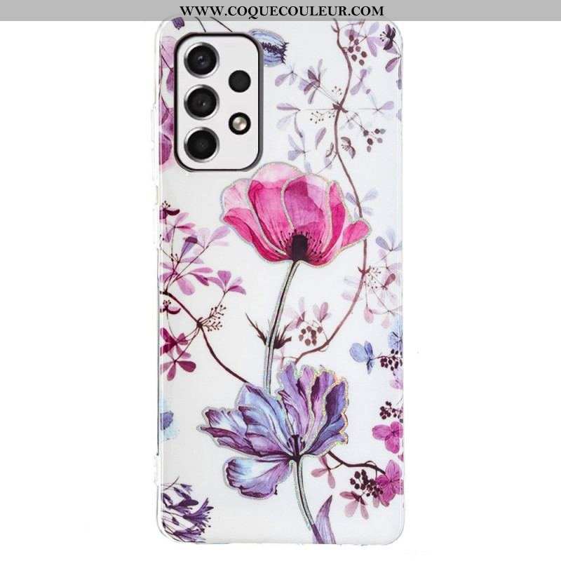 Coque Samsung Galaxy A53 5G Marbrée Fleurs