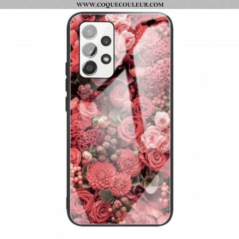 Coque Samsung Galaxy A53 5G Verre trempé Fleurs Roses