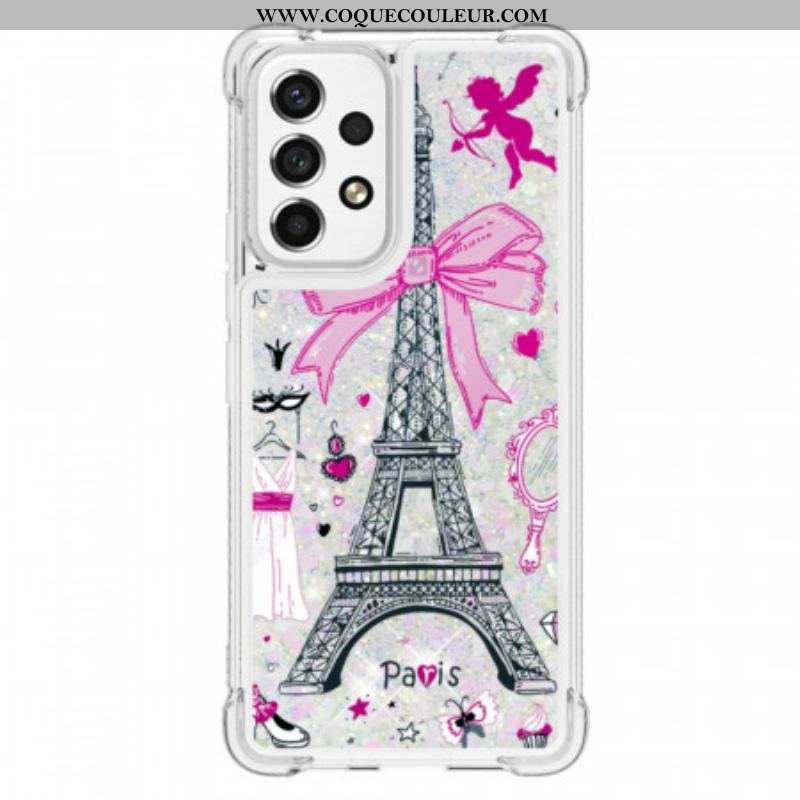 Coque Samsung Galaxy A53 5G La Tour Eiffel Paillettes