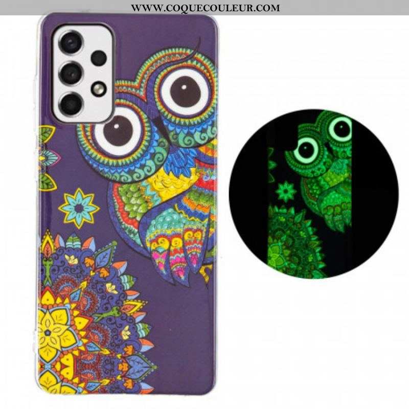 Coque Samsung Galaxy A53 5G Hibou Mandala Fluorescente