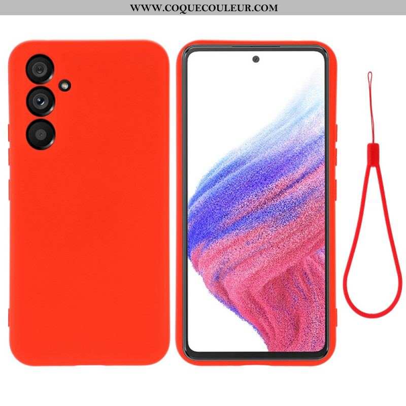 Coque Samsung Galaxy A54 5G Silicone Liquide avec Lanière