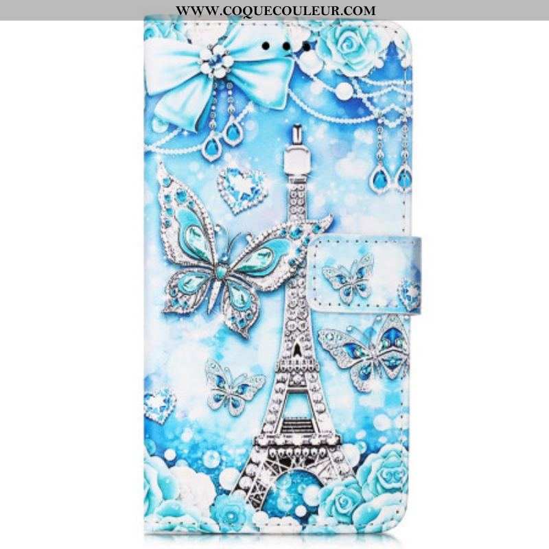 Housse Samsung Galaxy A54 5G Tour Eiffel Papillons