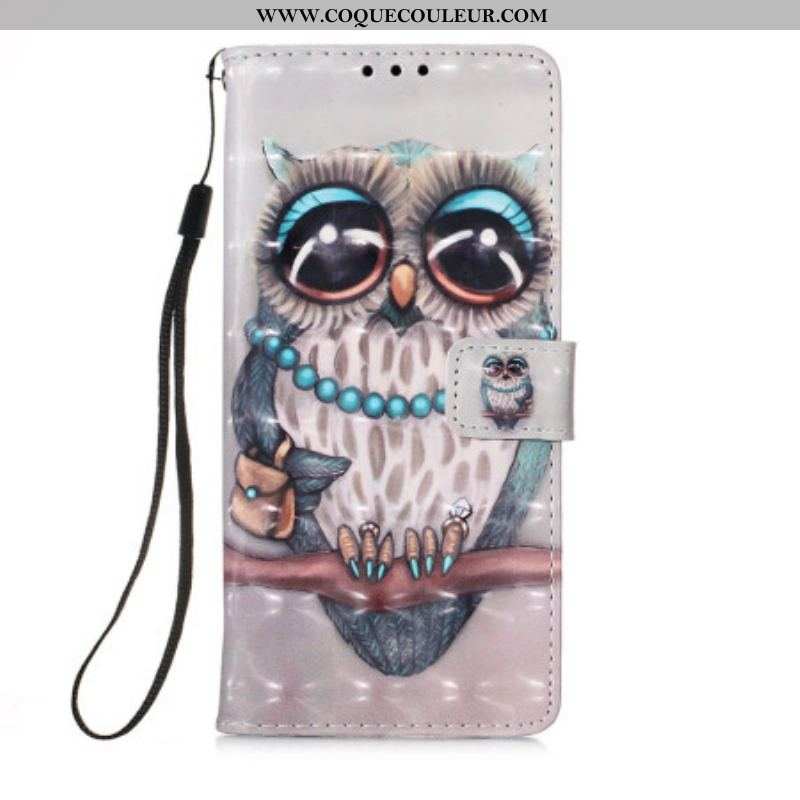 Housse Samsung Galaxy A54 5G Miss Hibou avec Lanière