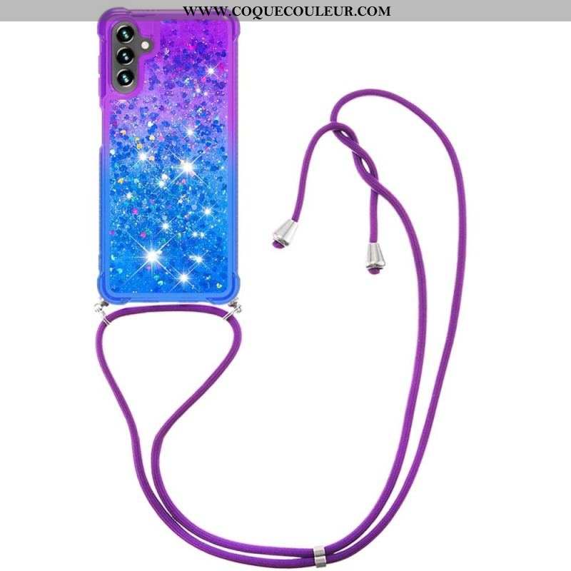Coque Samsung Galaxy A54 5G à Cordon Silicone Paillettes