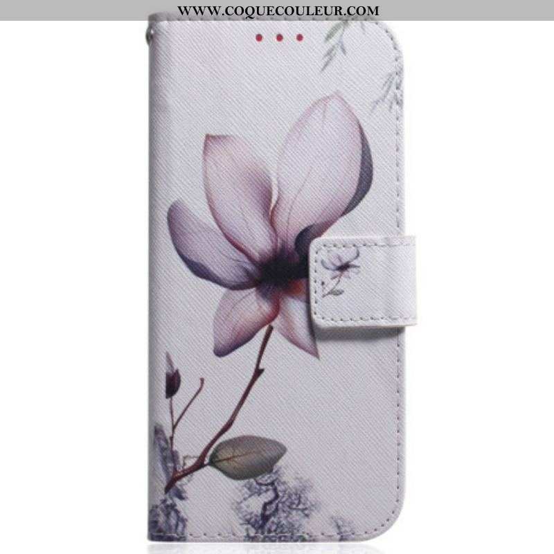 Housse Samsung Galaxy A54 5G Fleur Vintage à Lanière