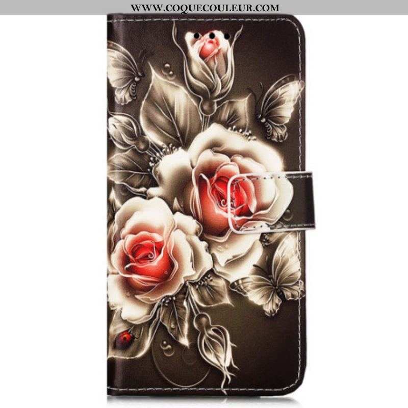 Housse Samsung Galaxy A54 5G Roses à Lanière