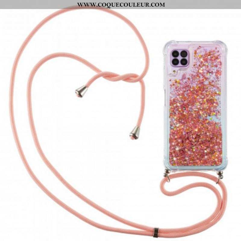 Coque Samsung Galaxy A12 / M12 Paillettes avec Cordon