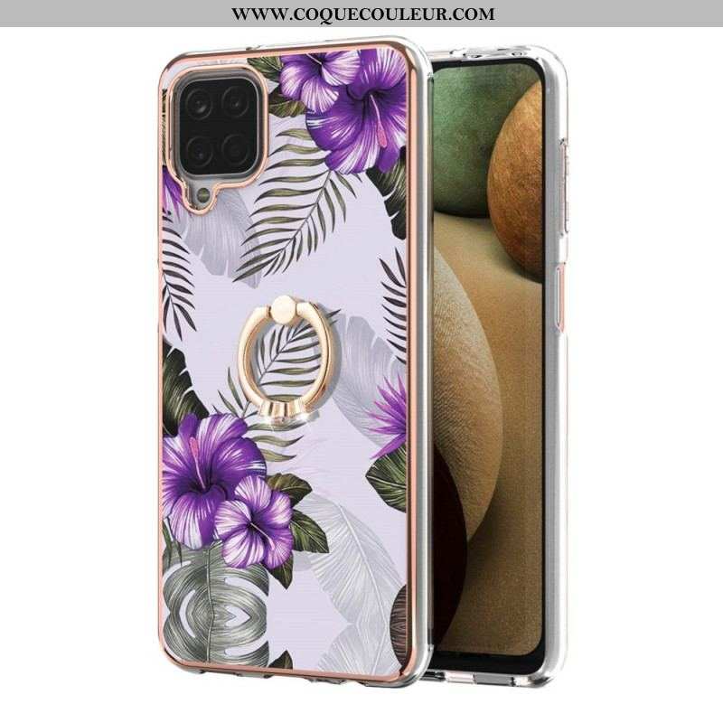 Coque Samsung Galaxy A12 / M12 Fleurs Anneau-Support