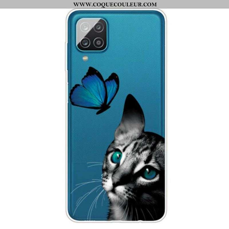 Coque Samsung Galaxy A12 / M12 Chat et Papillon