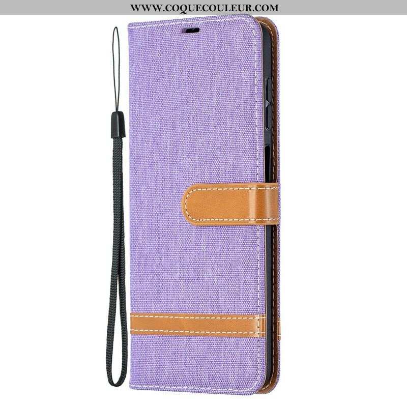 Housse Samsung Galaxy A12 / M12 Tissu et Effet Cuir à Lanière