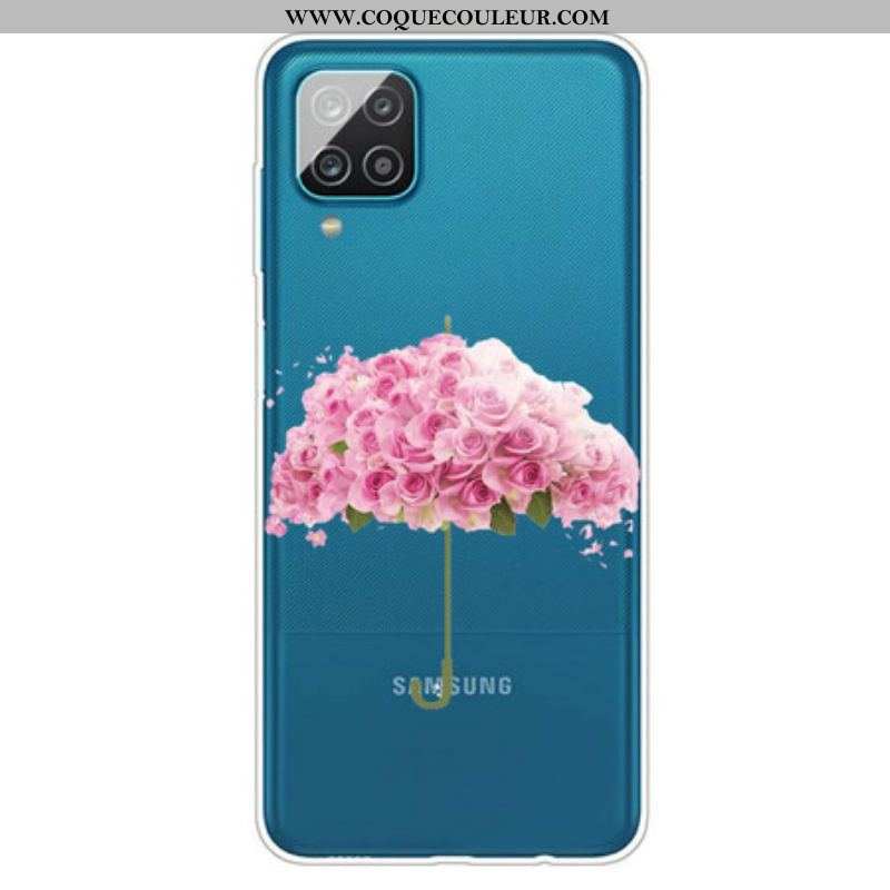 Coque Samsung Galaxy A12 / M12 Parapluie en Roses