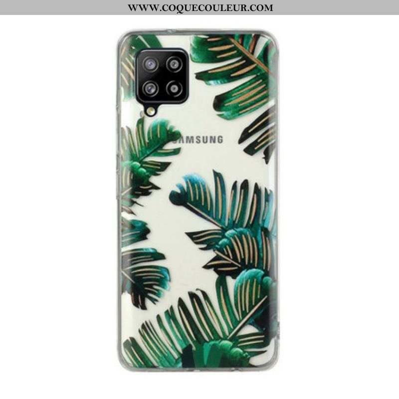 Coque Samsung Galaxy A12 / M12 /Transparente Feuilles Vertes