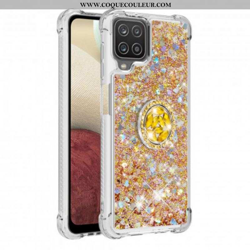 Coque Samsung Galaxy A12 / M12 Paillettes avec Anneau-Support