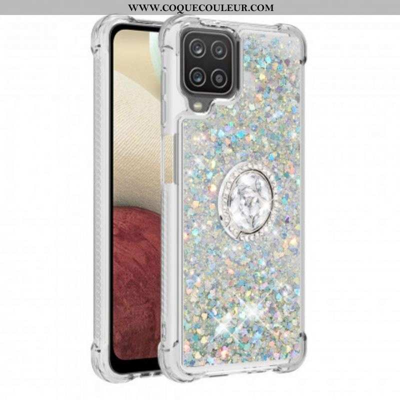 Coque Samsung Galaxy A12 / M12 Paillettes avec Anneau-Support