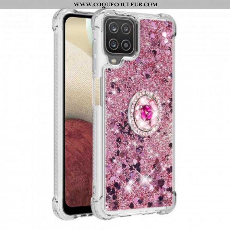 Coque Samsung Galaxy A12 / M12 Paillettes avec Anneau-Support