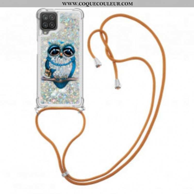 Coque Samsung Galaxy A12 / M12 à Cordon Paillettes Miss Hibou