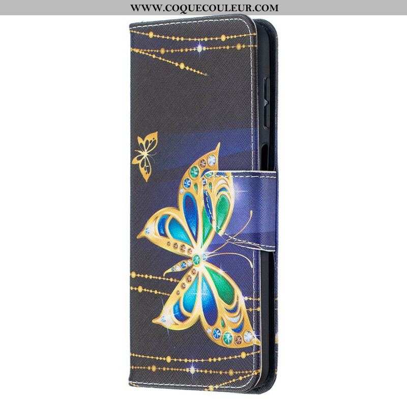 Housse Samsung Galaxy A12 / M12 Papillons Dorés