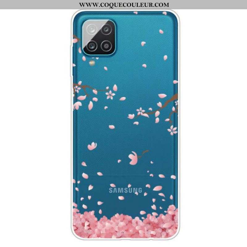 Coque Samsung Galaxy A12 / M12 Branches à Fleurs