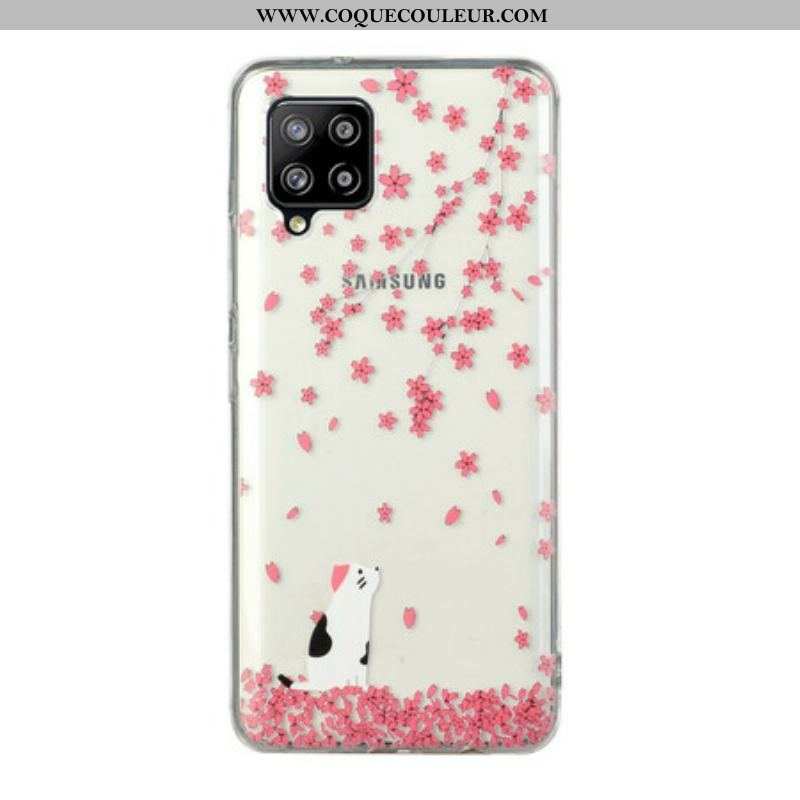 Coque Samsung Galaxy A12 / M12 Pétales et Chat