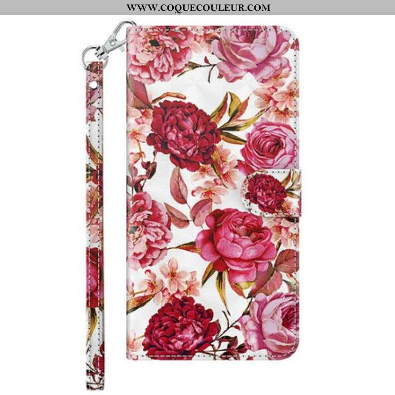 Housse Samsung Galaxy A12 / M12 Light Spot Roses avec Lanière