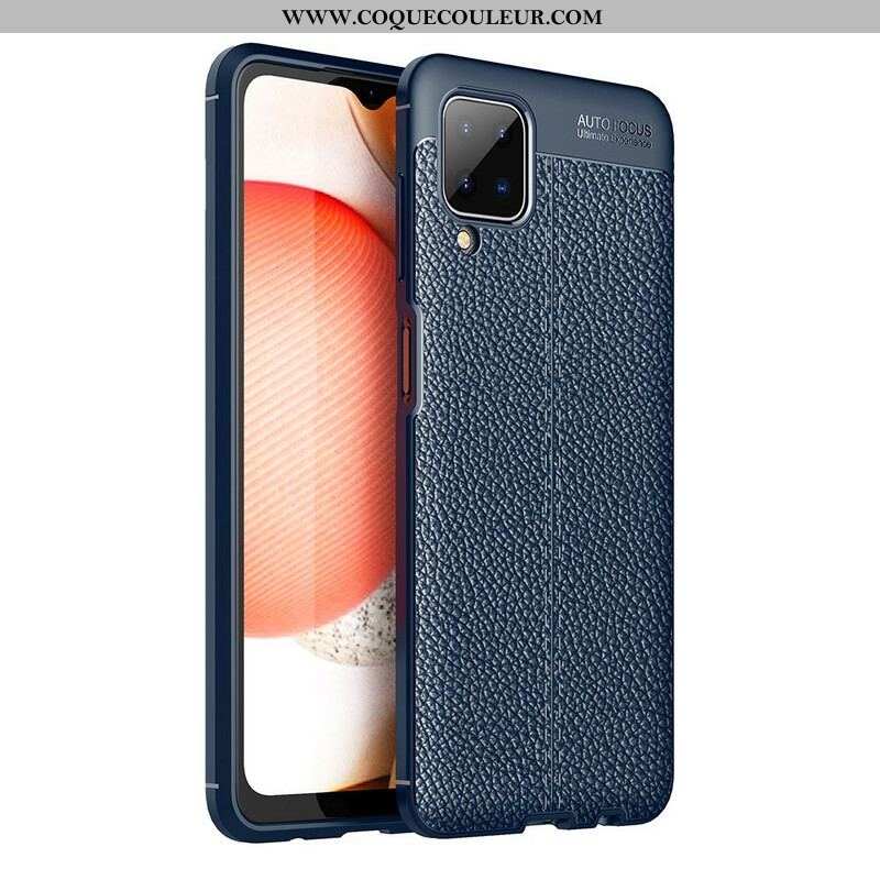 Coque Samsung Galaxy A12 / M12 Effet Cuir Litchi Double Line