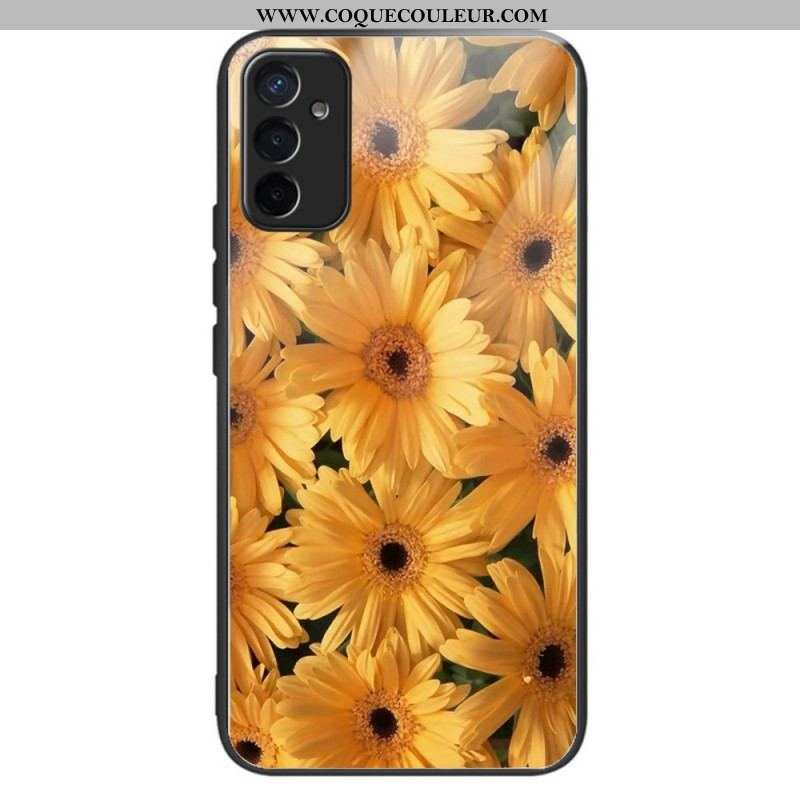 Coque Samsung Galaxy M13 Verre Trempé Fleurs de Soleil