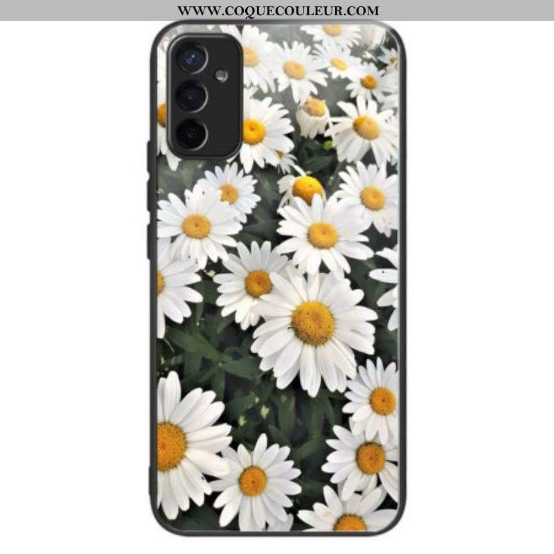 Coque Samsung Galaxy M13 Verre Trempé Marguerites